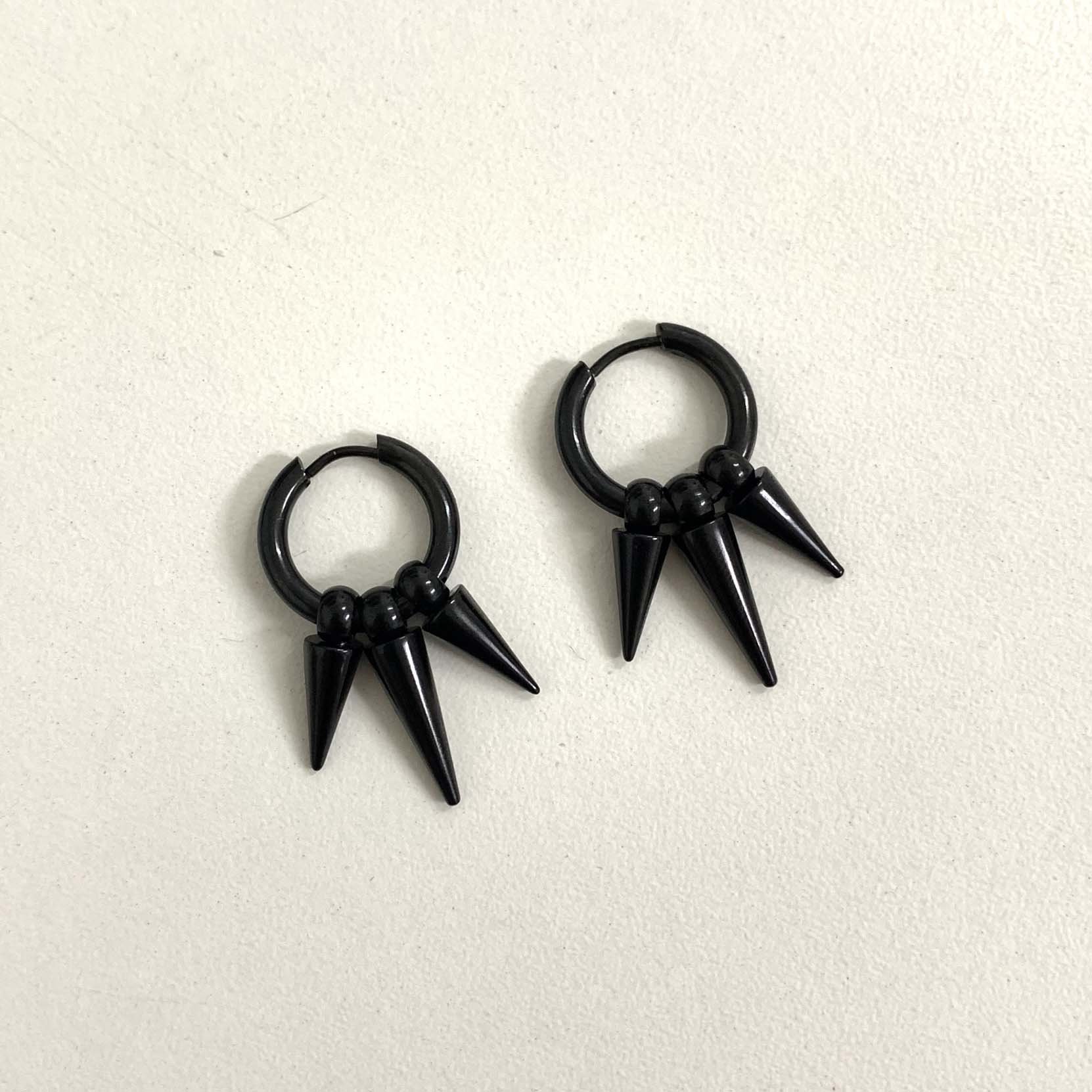 Argola Spikes Triplo Clique Aço Preto 