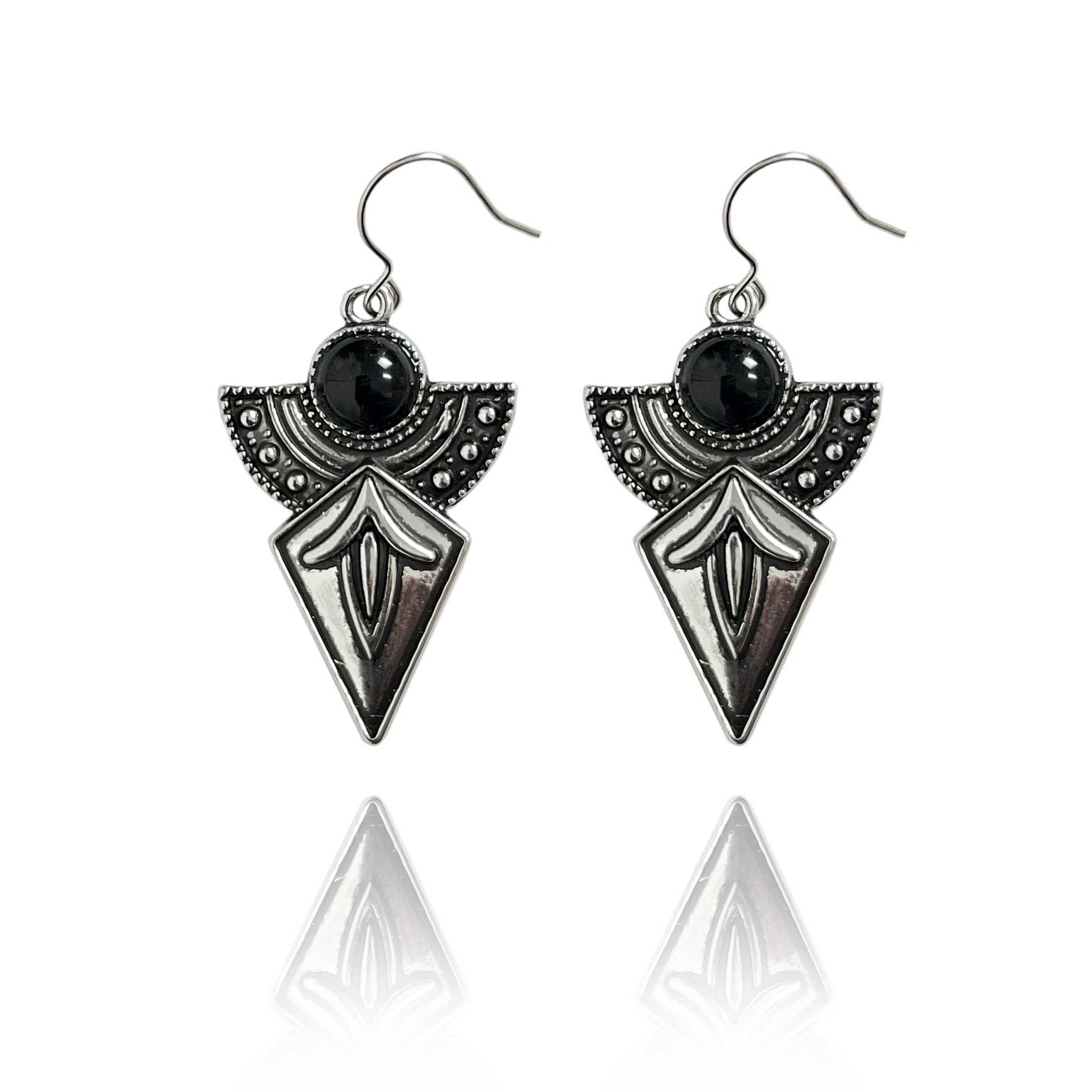 Brinco Geométrico | Pedra Preta 