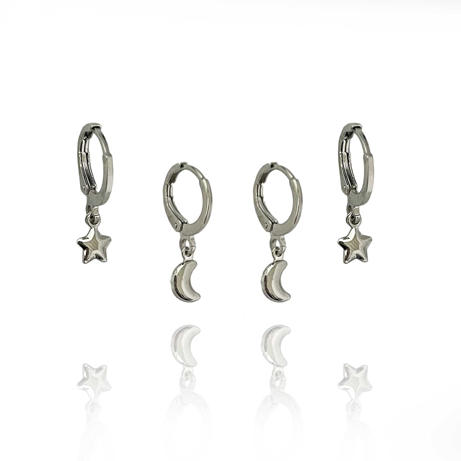 Duo Argolinhas Noturno - Meia Lua e Estrela 