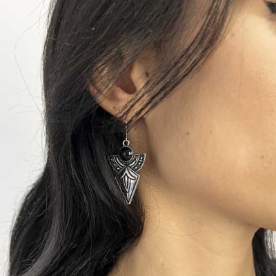 Brinco Geométrico | Pedra Preta