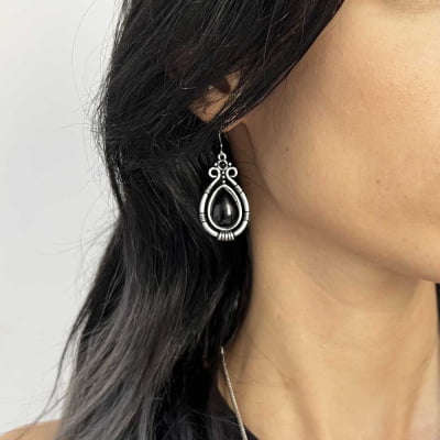 Brinco Gota | Pedra Preta